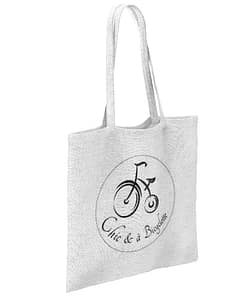 Tote bag coton naturel chic et à bicyclette