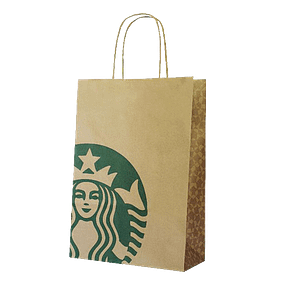 Sac papier kraft brun poignées torsadées Starbucks